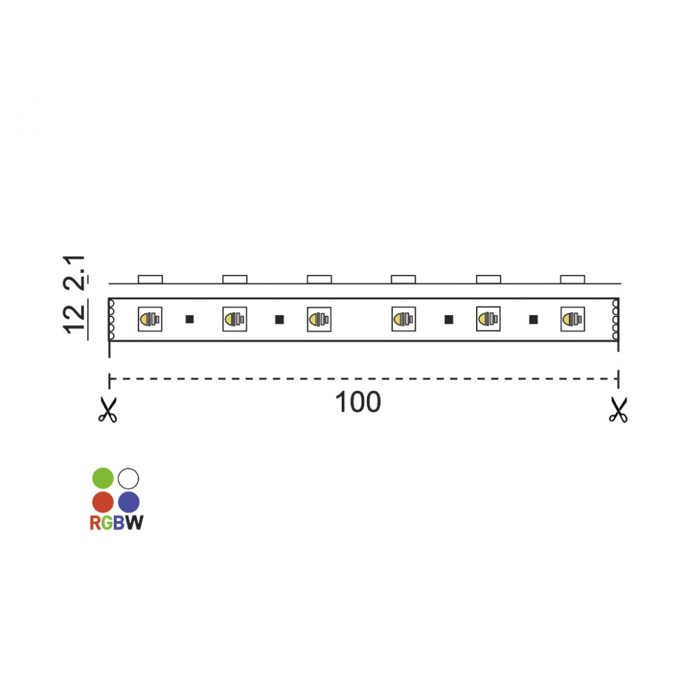 Світлодіодна гнучка RGBW стрічка. L5000mm, w12mm, h2.1mm, 19.2W/m, 24V, ціна за м.п. (11.24.60.19.20.050.RGBW)