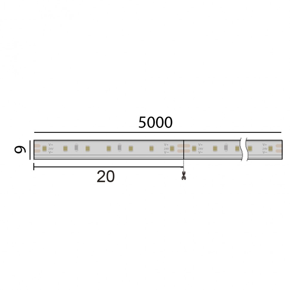 Неоновая светодиодная лента LED Strip Micro5.  L 5000mm, w 9mm, h 4mm. 3000K, 6W/m, 12V DC, цена за м.п. (11.12N.0490.6.050.830)
